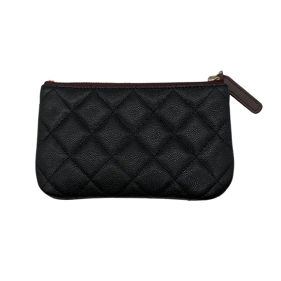 Chanel kleine Geldbörse CC Kaviar Leder schwarz / neuwertig Chanel