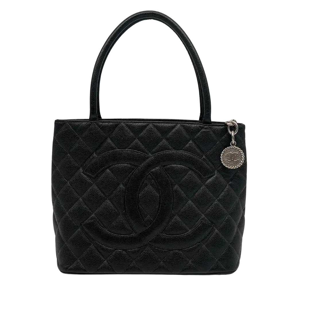 Chanel Médallion Kaviar Leder Shopping Bag schwarz / gut