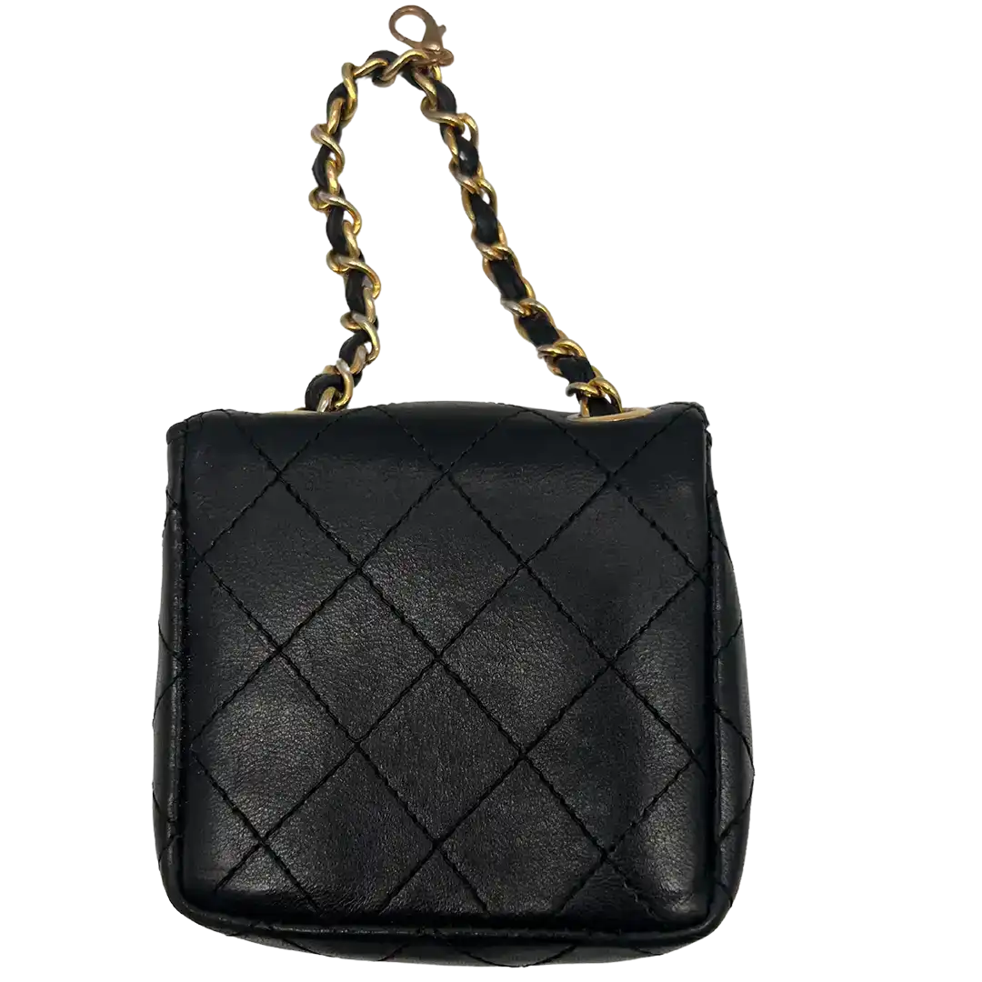 Chanel Vintage Mini Gürtel Tasche schwarz Leder / gut Chanel