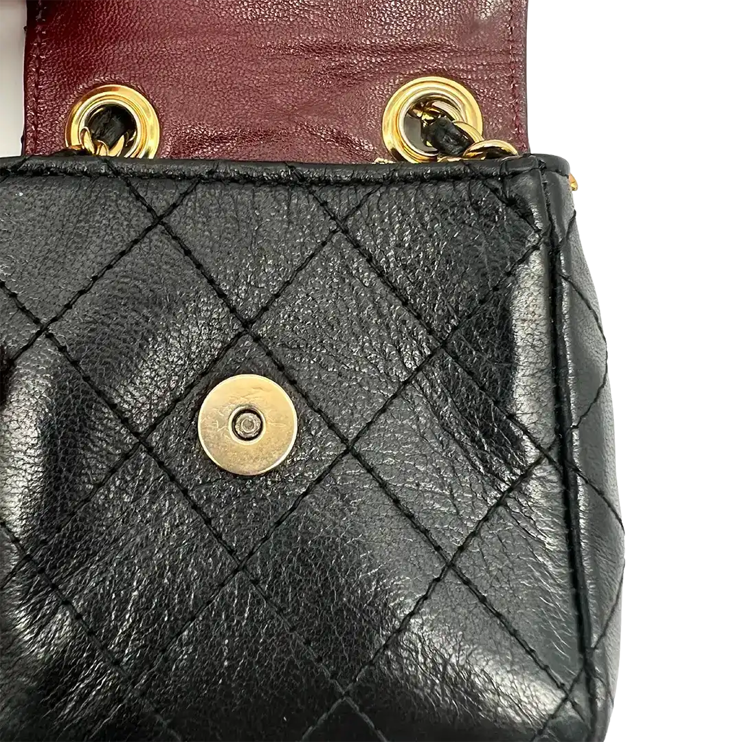 Chanel Vintage Mini Gürtel Tasche schwarz Leder / gut Chanel