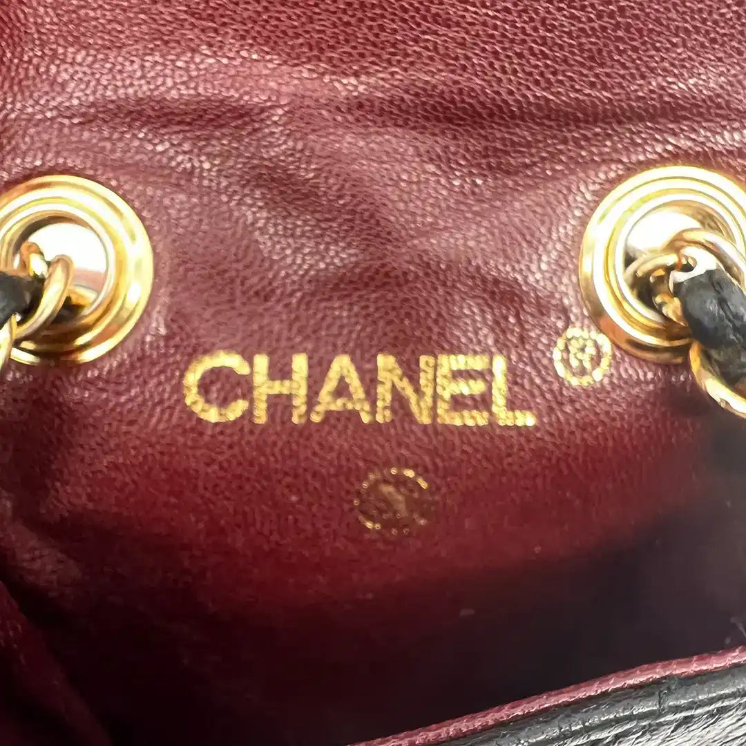 Chanel Vintage Mini Gürtel Tasche schwarz Leder / gut Chanel