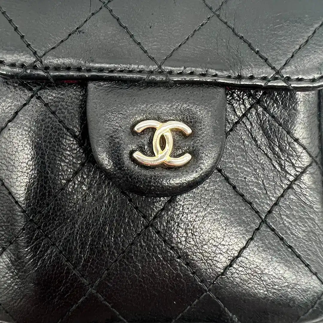 Chanel Vintage Mini Gürtel Tasche schwarz Leder / gut Chanel