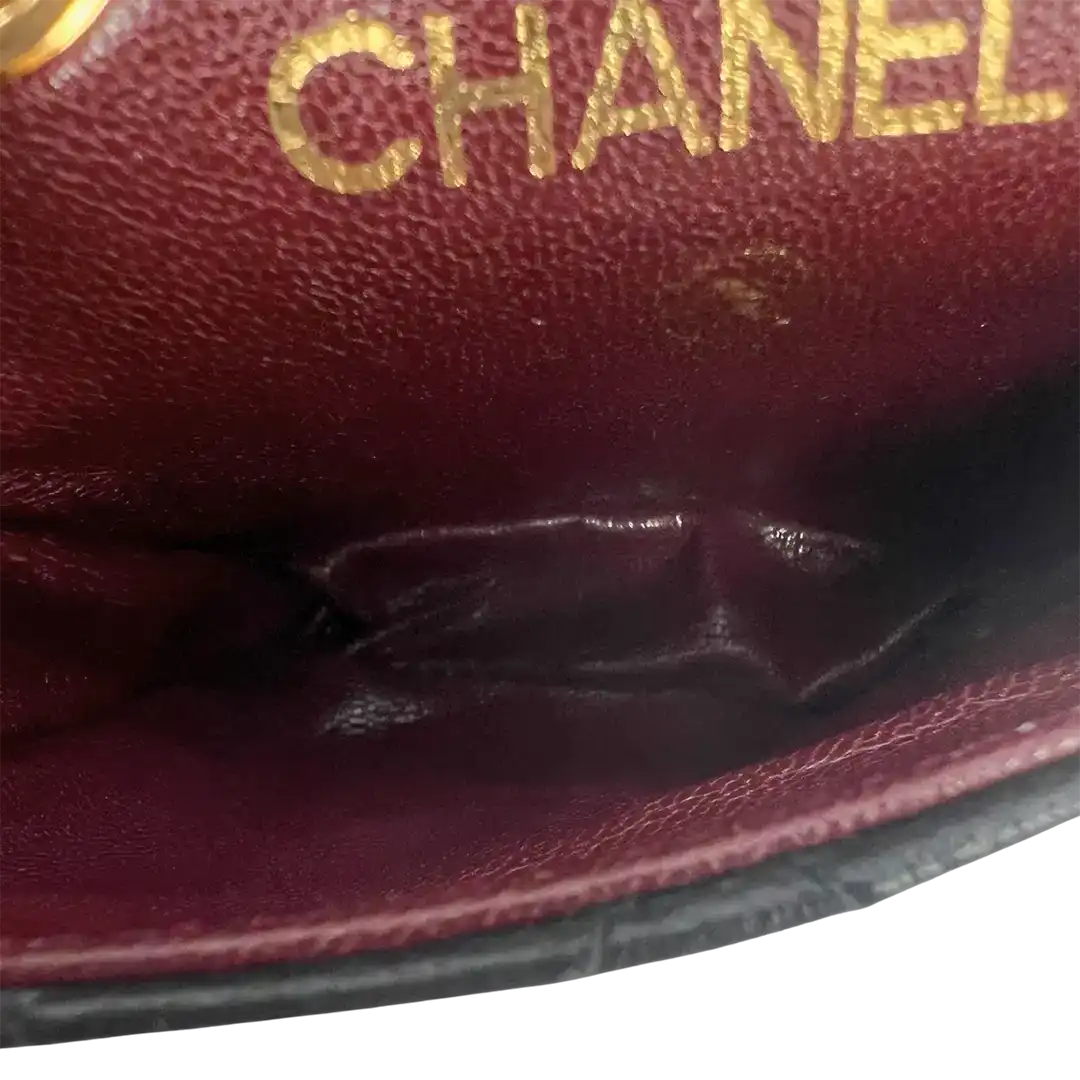 Chanel Vintage Mini Gürtel Tasche schwarz Leder / gut Chanel