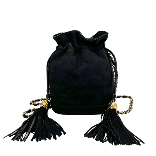 Chanel Vintage Mini Bucket schwarz Wildleder / gut Chanel