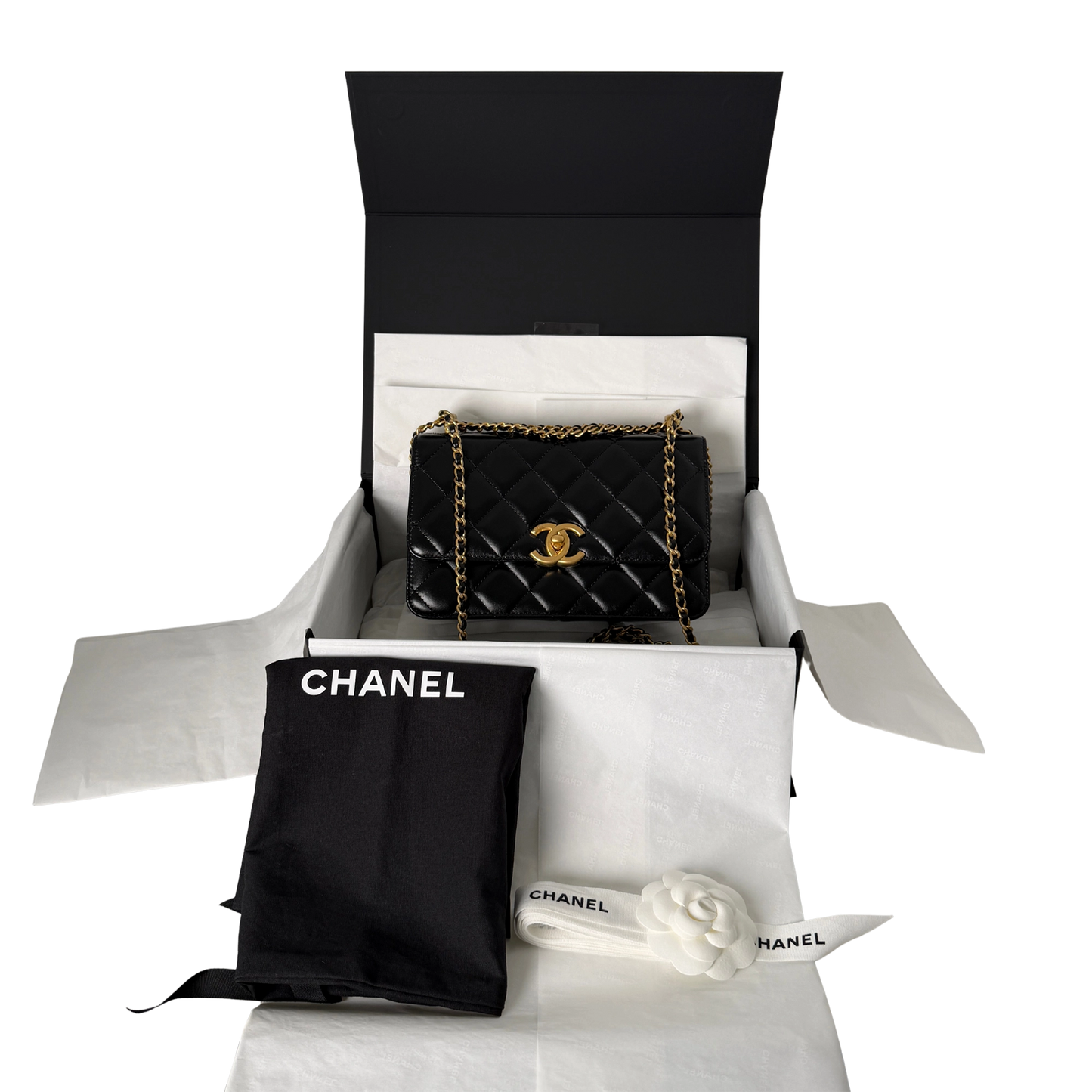 Chanel Perfect Fit Flap Bag Leder schwarz Fullset aktuelle Kollektion / neuwertig Chanel