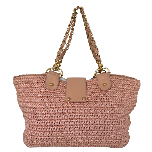 Chanel Raffia Basket Tote Bag light pink / sehr gut Chanel