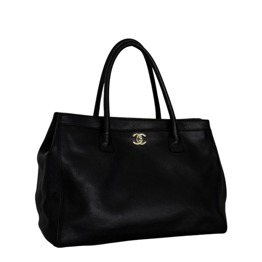 Chanel Executive Cerf Tote Bag Schwarz / sehr gut Chanel