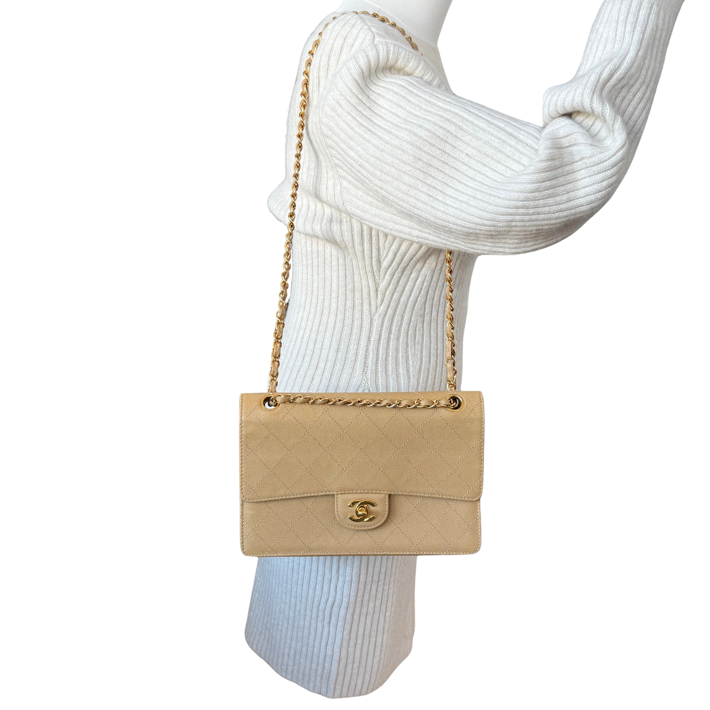 Chanel Classic Flap Bag Beige / akzeptabel Chanel