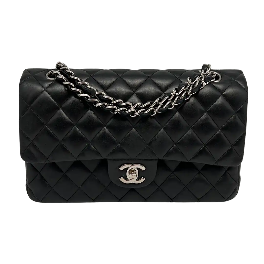 Chanel Classic Timeless Medium Flap Bag Lammleder schwarz gut