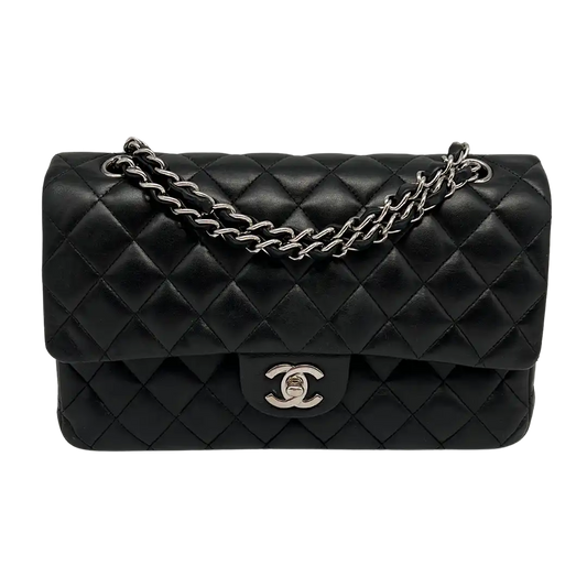 Chanel Classic Timeless Medium Flap Bag Lammleder schwarz / gut Chanel