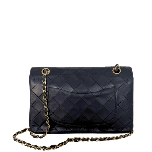 Chanel Timeless Double Flap Bag Medium Vintage schwarz / akzeptabel Chanel