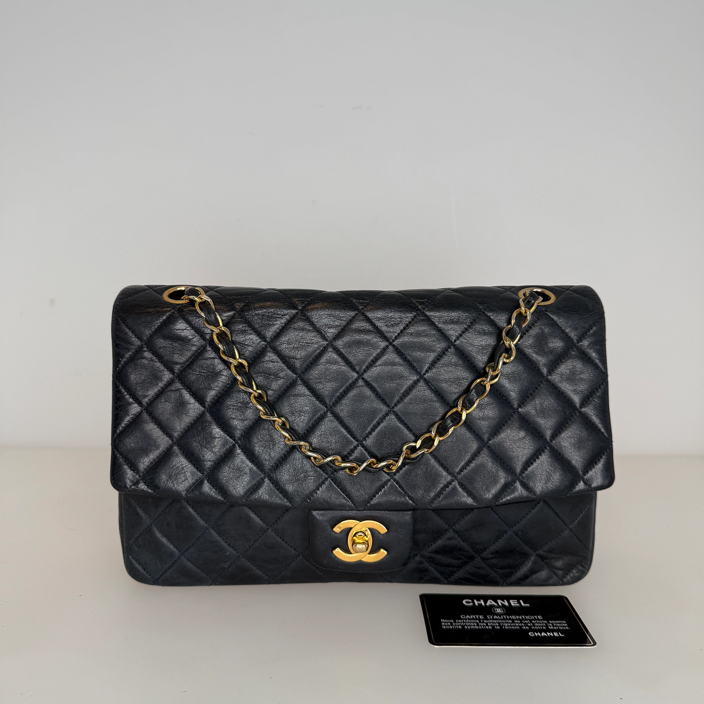 Chanel Classic Single Flap Medium Navy Lammleder / gut Chanel