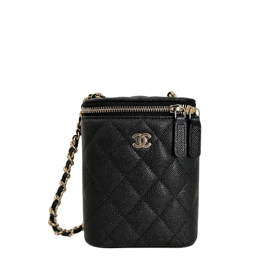 Chanel Vertical Coco Beauty Vanity Case small Kaviarleder Fullset / ungetragen Chanel