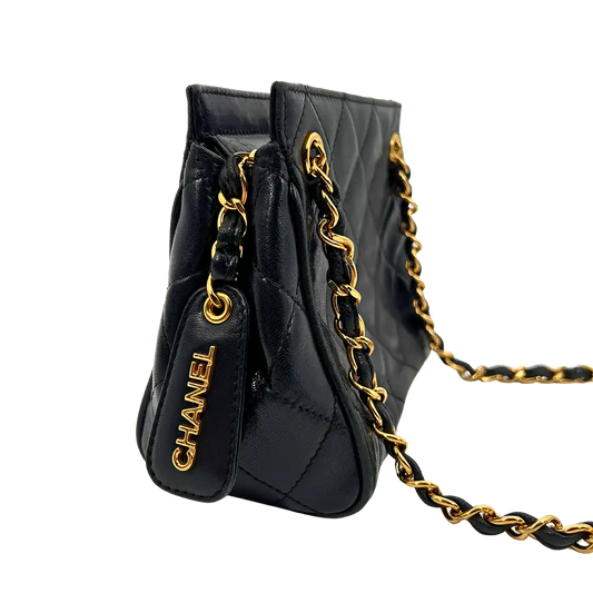 Chanel Mini Vintage Handtasche schwarz Leder / sehr gut Chanel