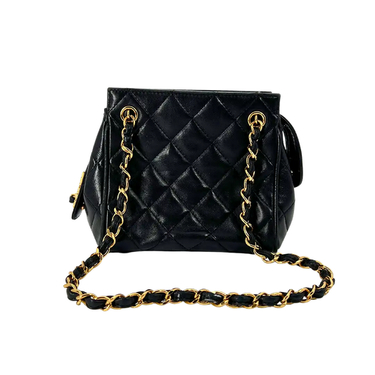 Chanel Mini Vintage Handtasche schwarz Leder / sehr gut Chanel