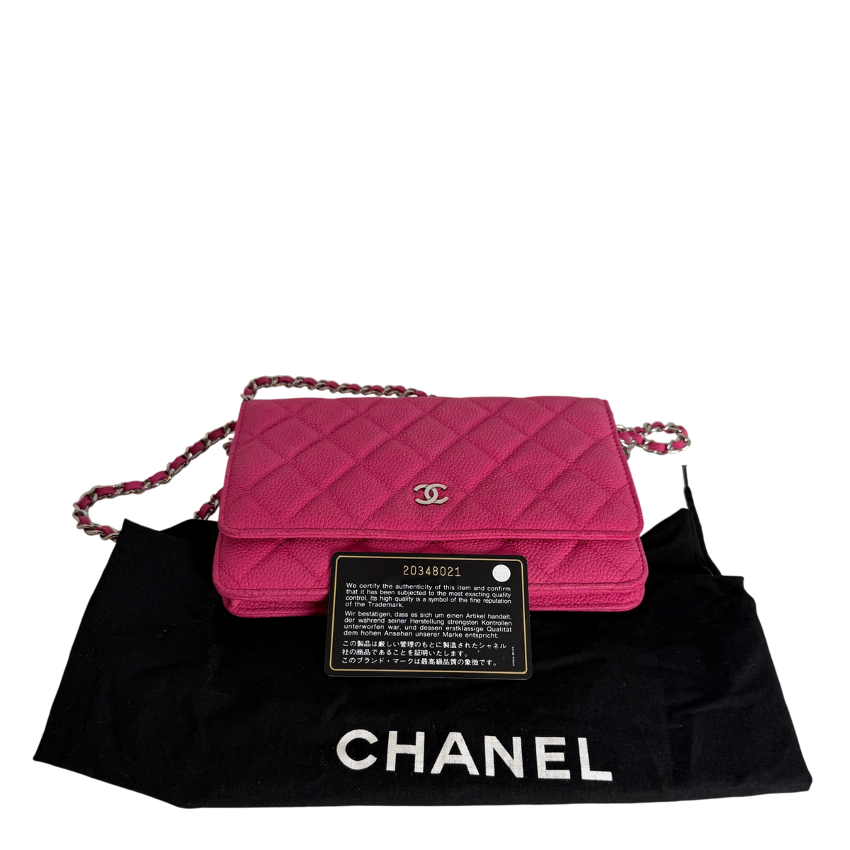Chanel Classic Wallet on Chain WOC Caviar Pink Fuchsia Silber – Ansicht 12