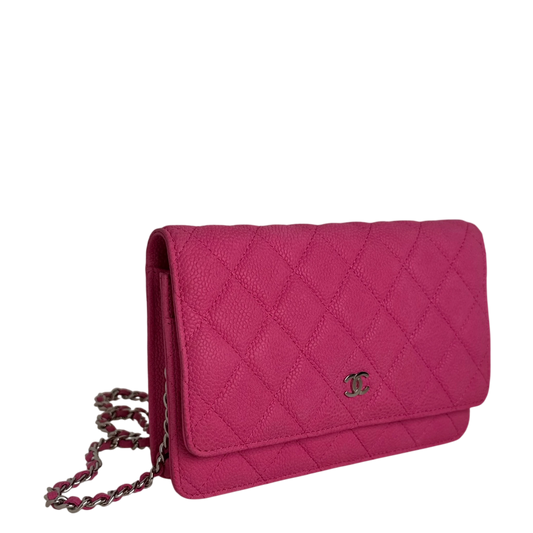 Chanel Classic Wallet on Chain WOC Caviar Pink Fuchsia Silber – Ansicht 2