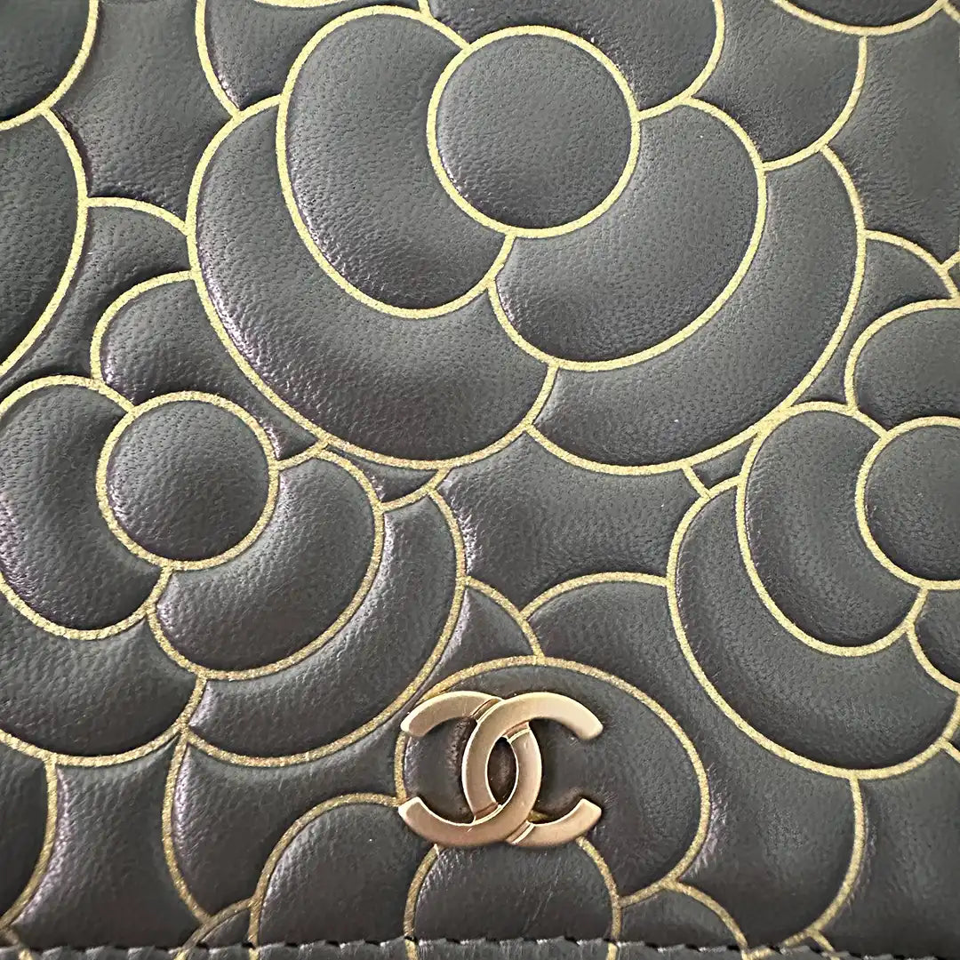 Chanel Wallet on Chain Lammleder dunkelgrau goldene Hardware Fullset / neuwertig Chanel