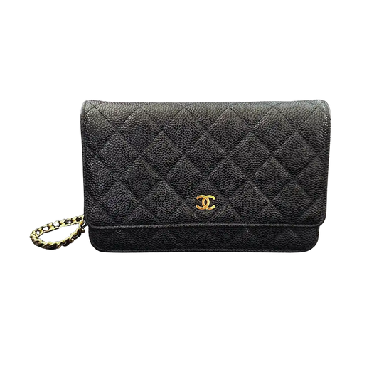 Chanel Wallet on Chain Bag Kaviar Leder schwarz goldene Hardware / neuwertig Chanel