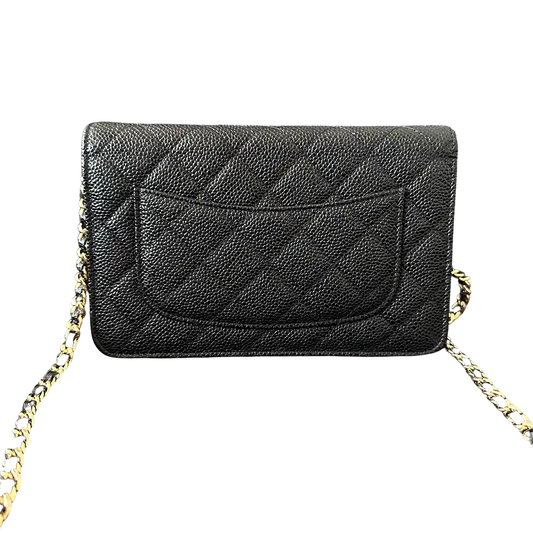 Chanel Wallet on Chain Bag Kaviar Leder schwarz goldene Hardware / neuwertig Chanel