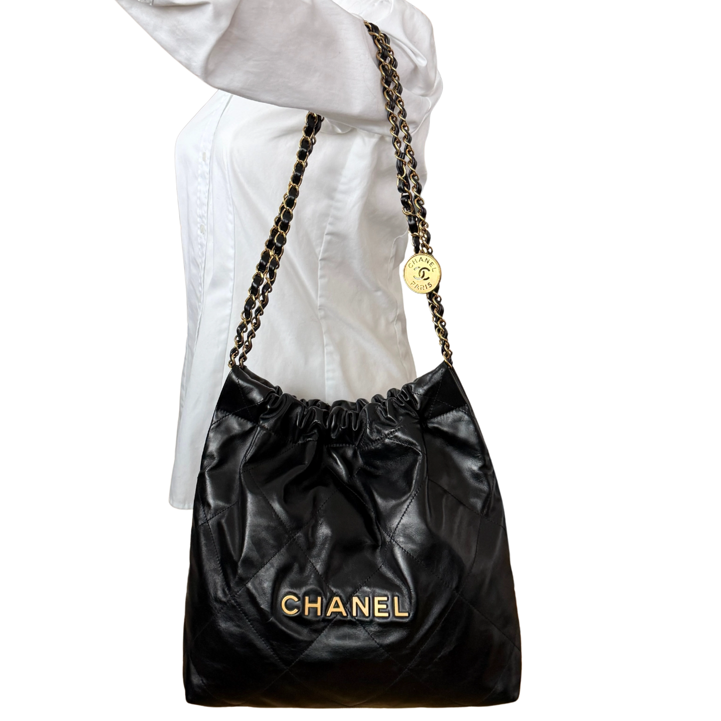 Chanel 22 kleine Hobo Bag Schwarz goldene Hardware Fullset / sehr gut Chanel