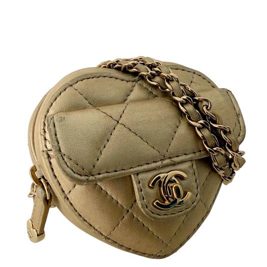 Chanel CC Mini Herztasche Gold / gut Chanel