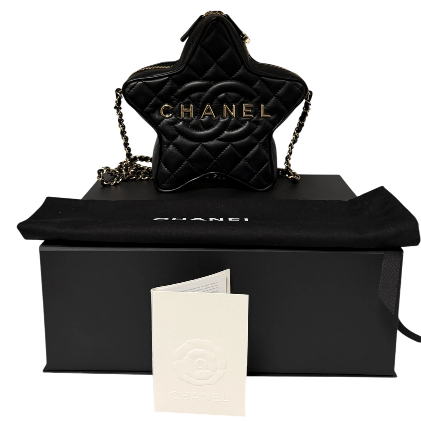 Chanl Walk of Fame Star Bag schwarz Lammleder Fullset / neuwertig Chanel