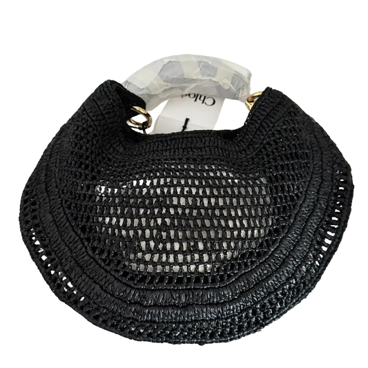 Chloé Summer Banana Hobo Bag aus geflocktenen Fasern schwarz / ungetragen Chloe