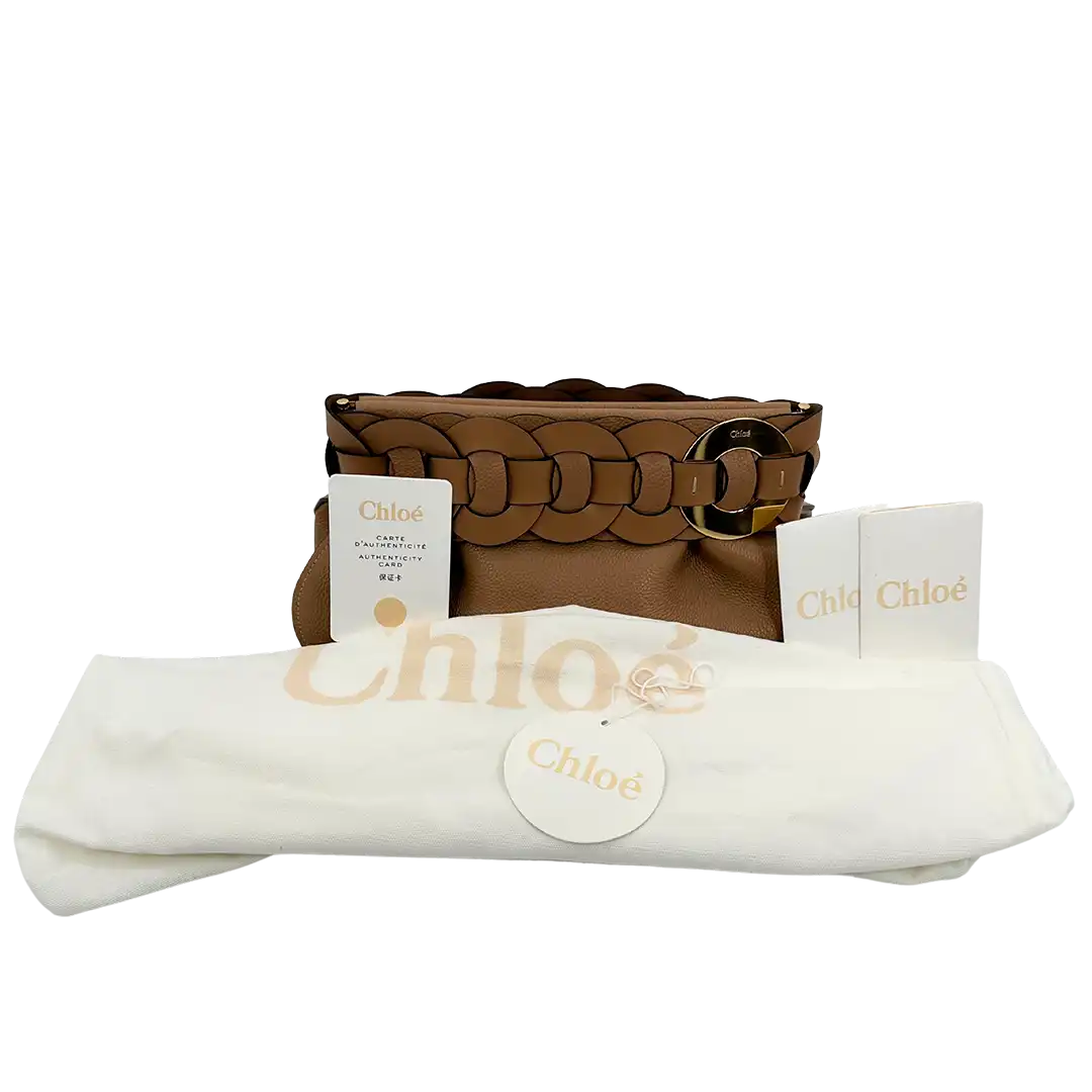 Chloé Darryl Clutch Pouch Zementbraun Leder / neuwertig Chloé