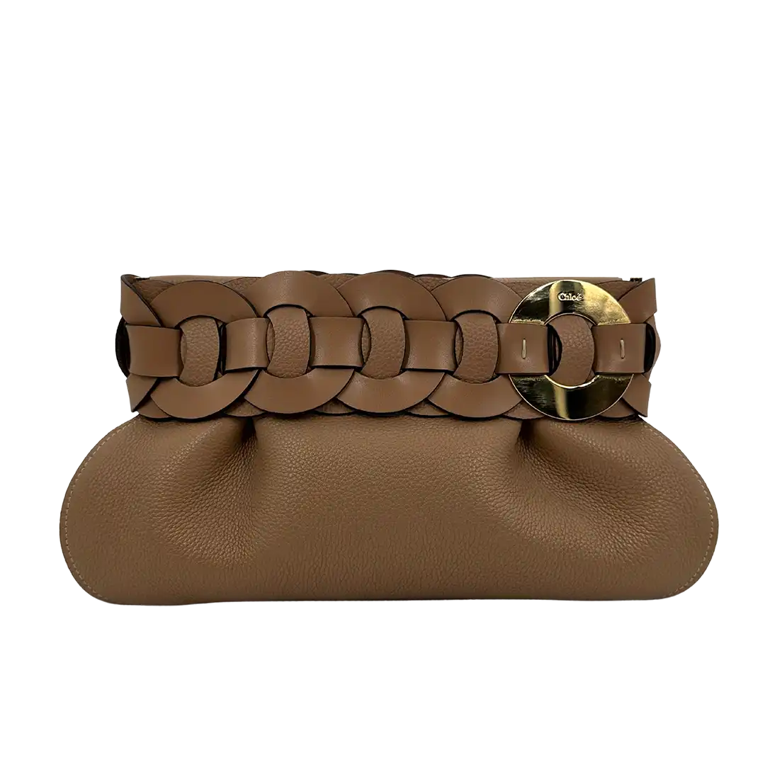Chloé Darryl Clutch Pouch Zementbraun Leder / neuwertig Chloé
