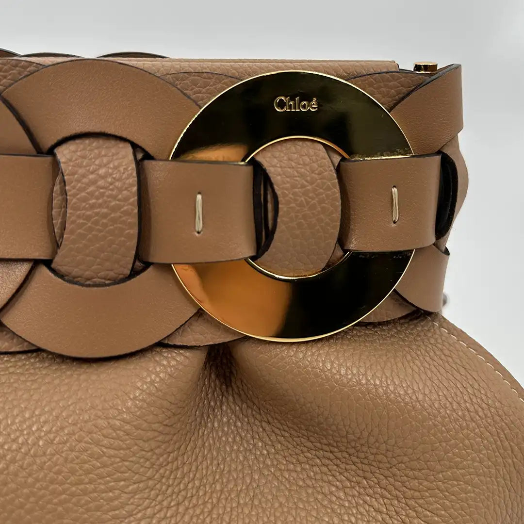 Chloé Darryl Clutch Pouch Zementbraun Leder / neuwertig Chloé