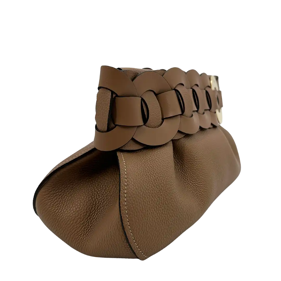 Chloé Darryl Clutch Pouch Zementbraun Leder / neuwertig Chloé