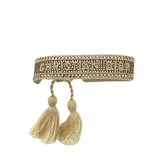Christian Dior J´Adior Crystal Cotton & Metallic Armband Gold / sehr gut Dior