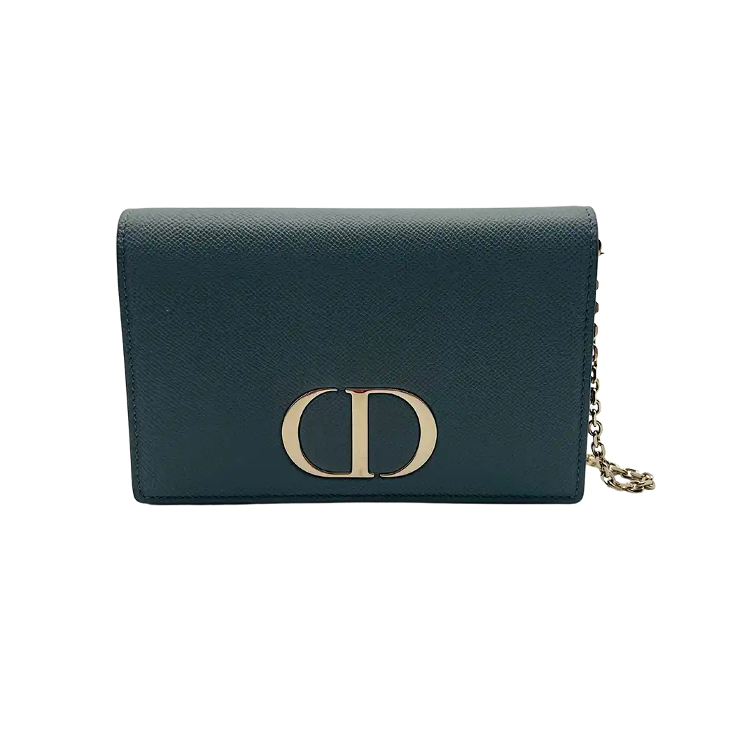 Christian Dior SLG 30 Montaigne 2 in 1 Pouch Kalbsleder wolkenblau / sehr gut Echtheitscheck
