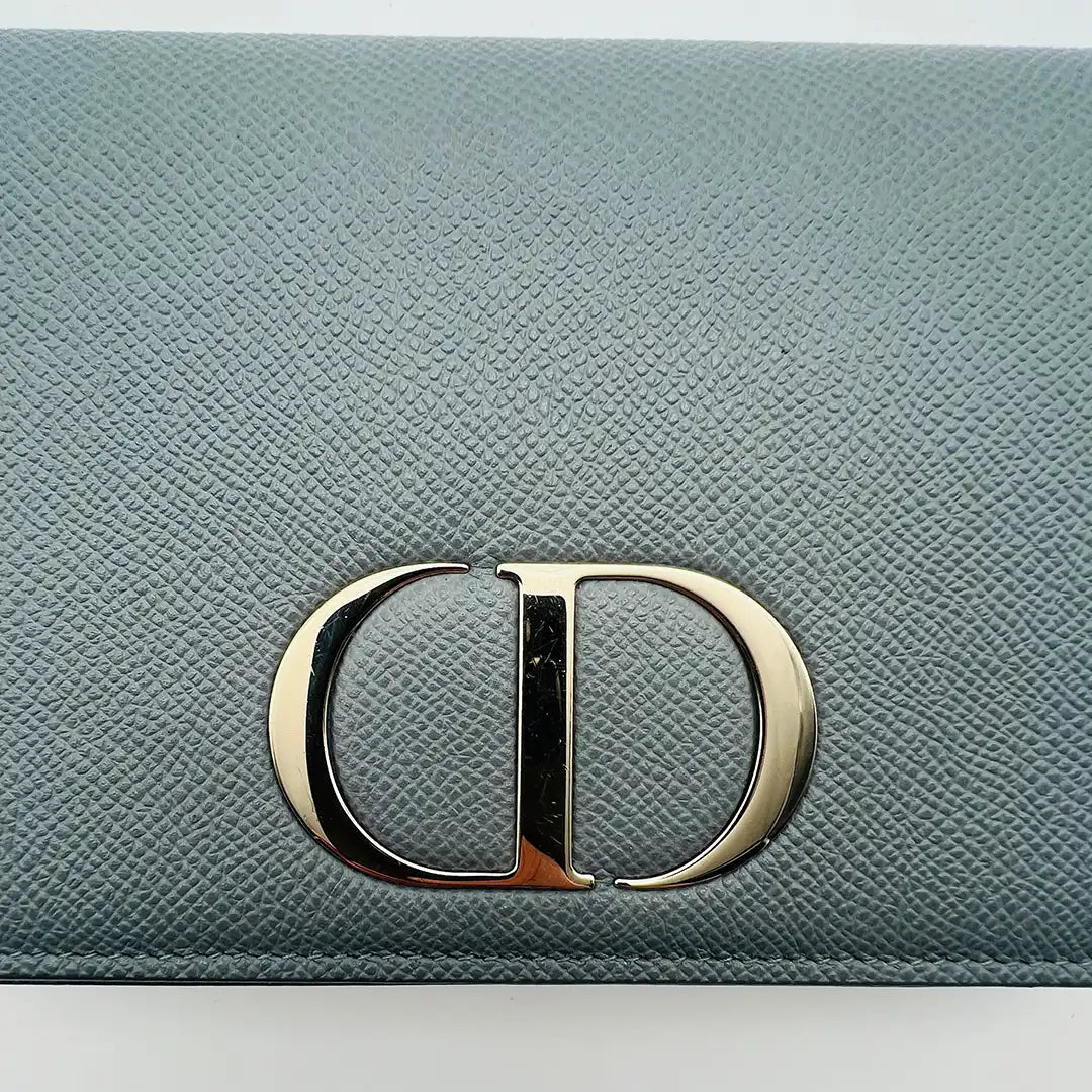 Christian Dior SLG 30 Montaigne 2 in 1 Pouch Kalbsleder wolkenblau / sehr gut Echtheitscheck