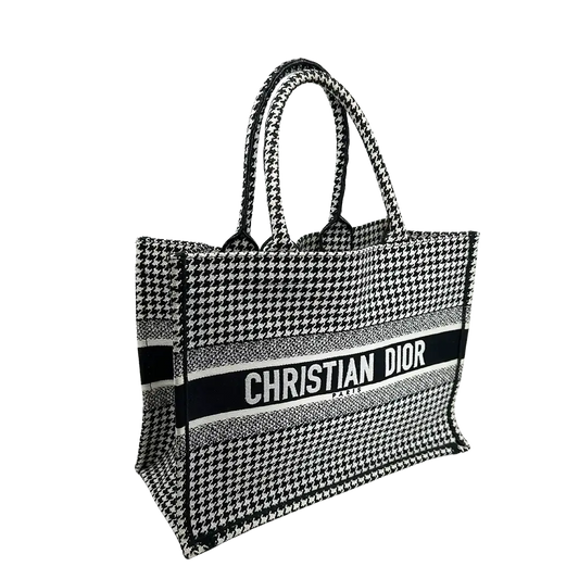Dior Booktote mittelgroß Hahnentritt schwarz weiß/ sehr gut Dior