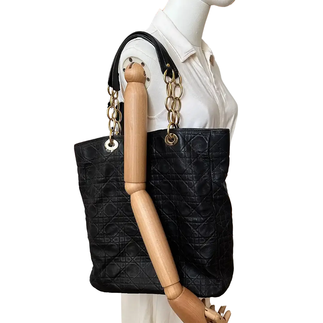 Dior Grand Sac Soft Cannage Lambskin schwarz / sehr gut Dior