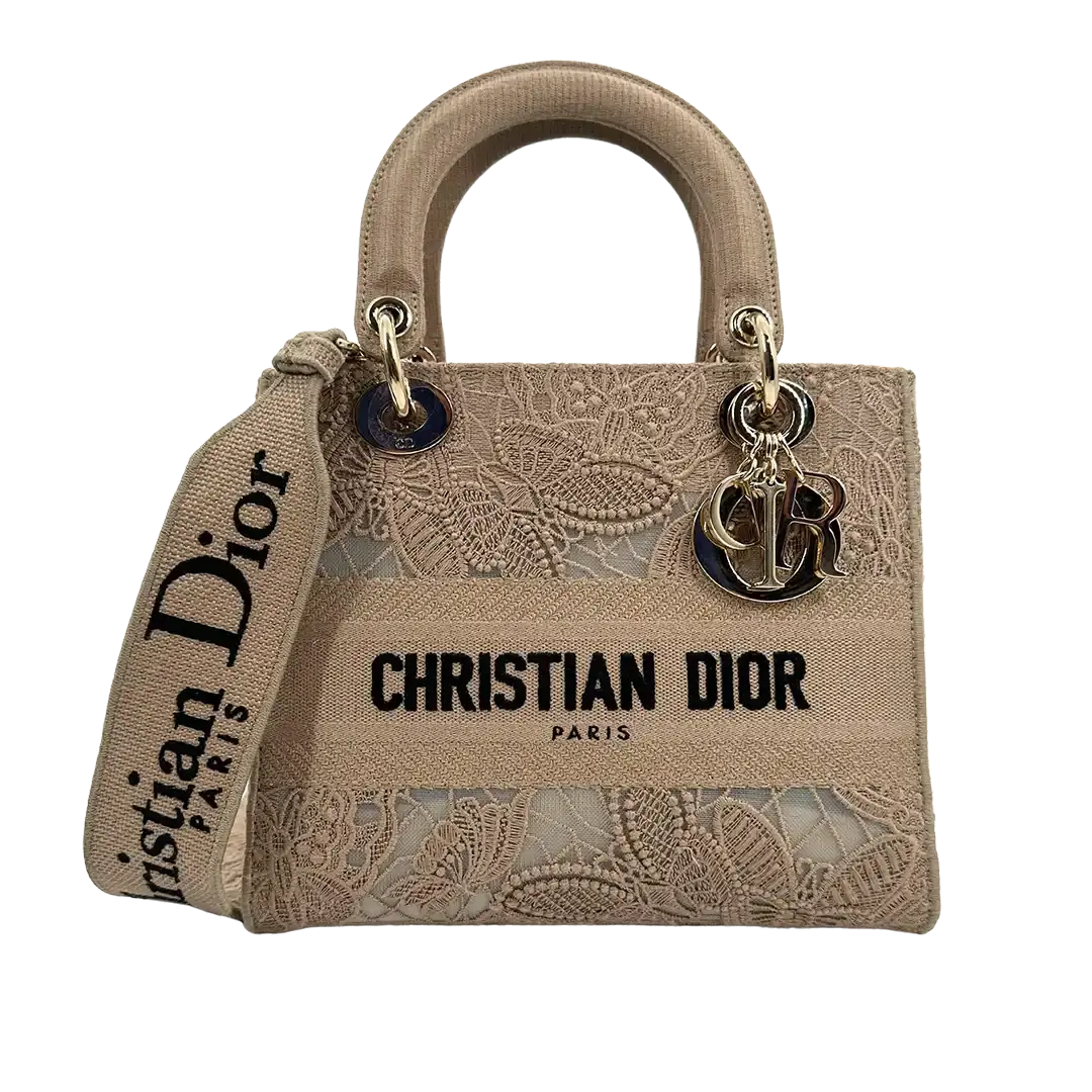 Dior Lady D-Lite Tasche Medium beige neuwertig Echtheitscheck
