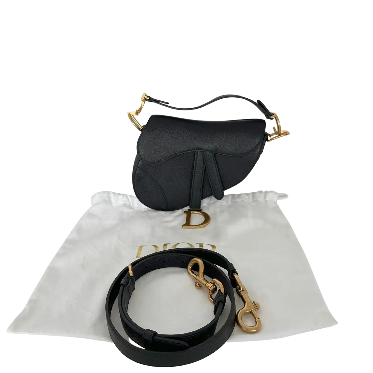 Dior Mini Saddle Bag mit Trageriemen Kalbsleder schwarz 2022 / neuwertig Dior