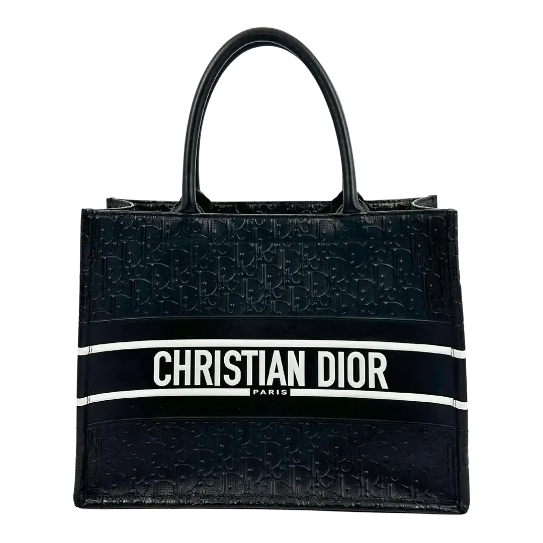 Dior mittelgroße Book Tote Tasche schwarz Leder neuwertig