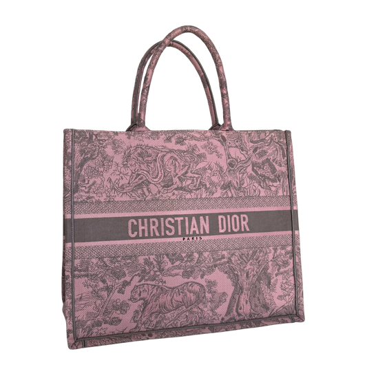 Dior Große Book Tote Toile de Jouy Rosa / neuwertig Dior