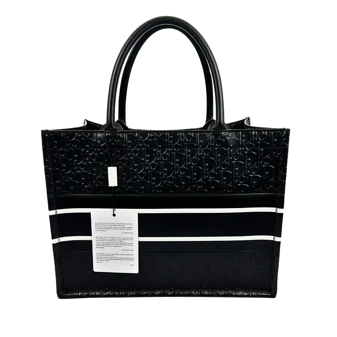 Dior mittelgroße Book Tote Tasche schwarz Leder / neuwertig Dior
