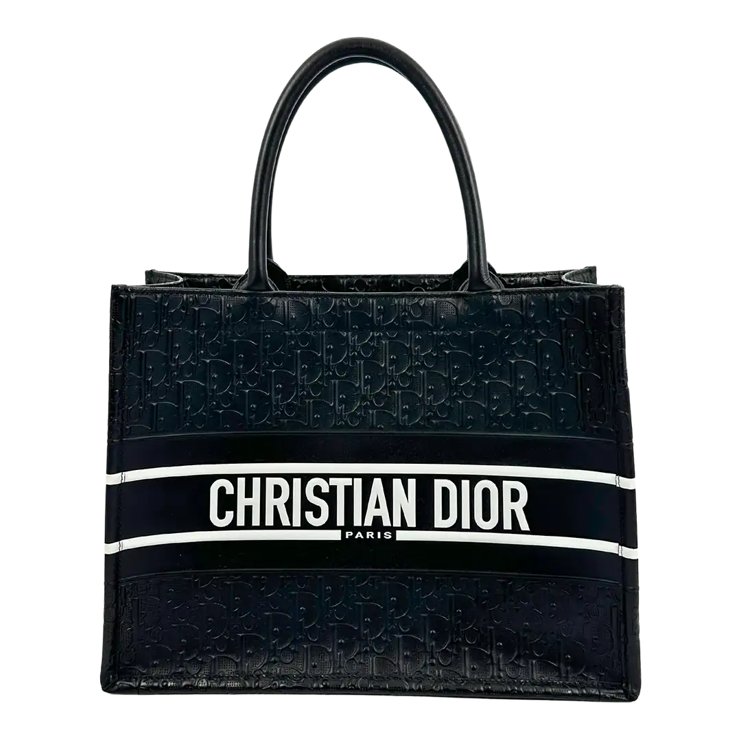 Dior mittelgroße Book Tote Tasche schwarz Leder / neuwertig Dior
