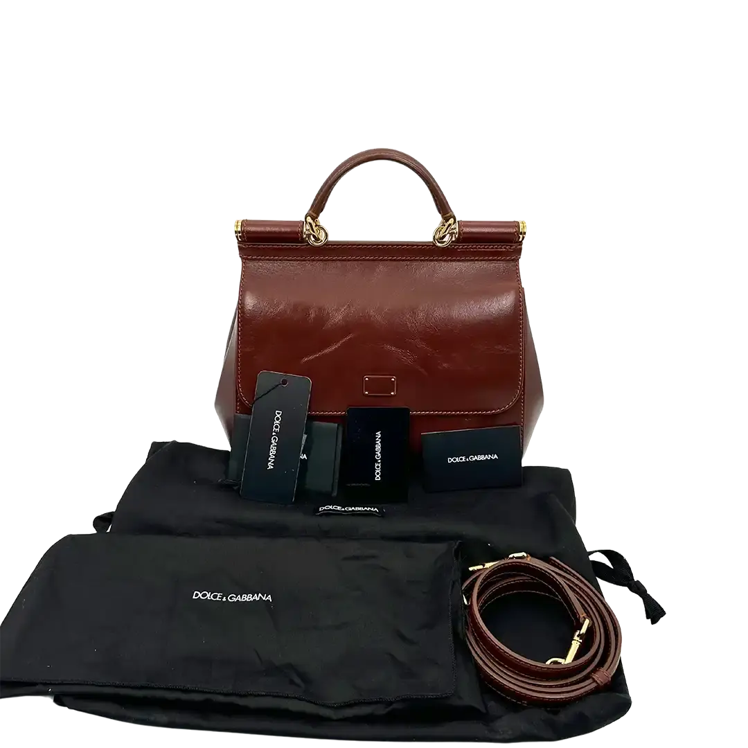 Dolce & Gabbana Sicily Medium Tasche aus Vintage Kalbsleder braun / sehr gut Dolce & Gabbana
