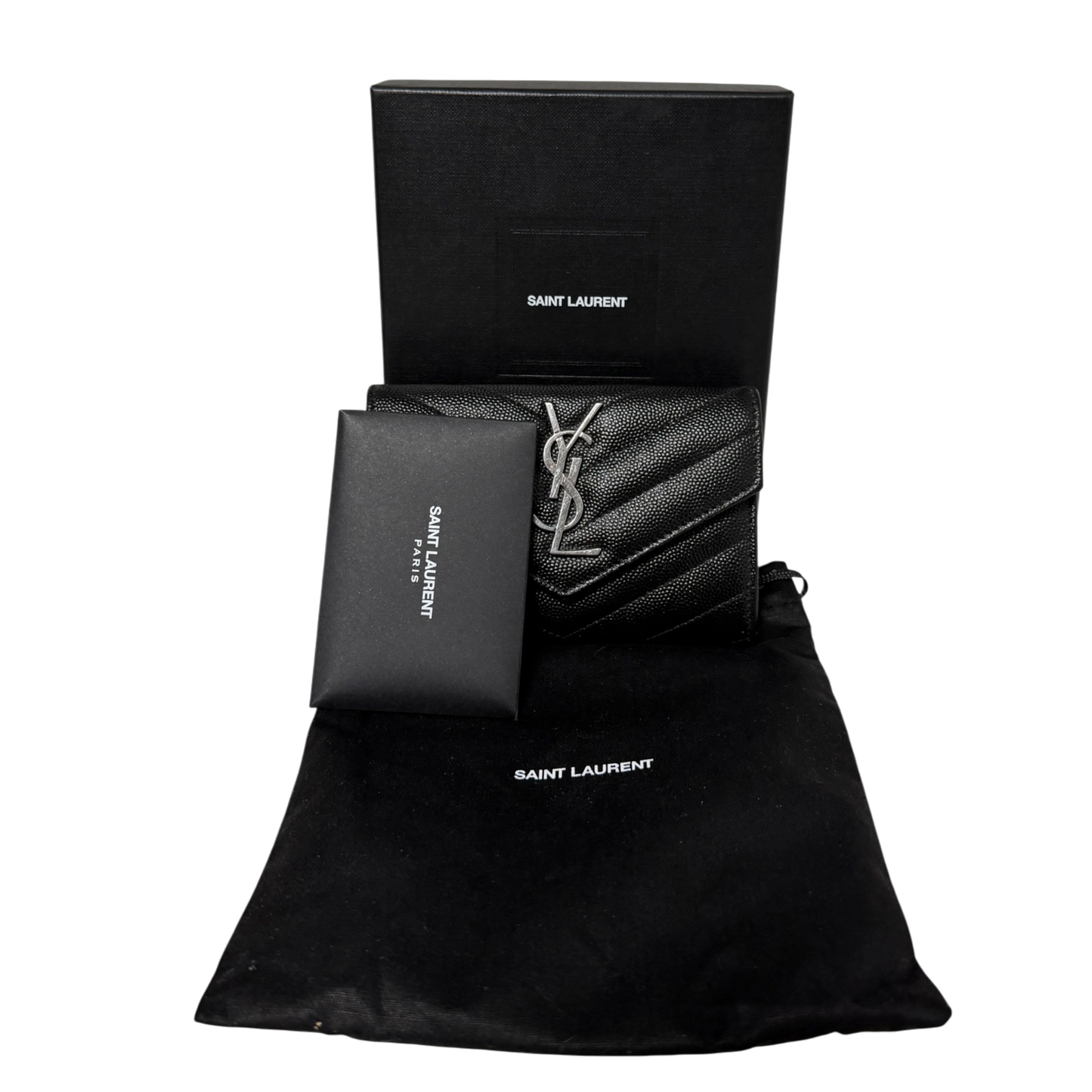 Saint Laurent Cassandre Geldbörse small Leder silberne Hardware / sehr gut Saint Laurent