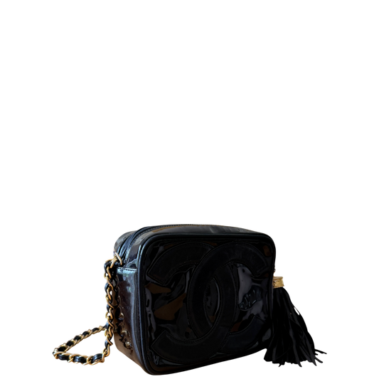 Chanel Vintage Lackleder Camerabag GHW / gut Chanel