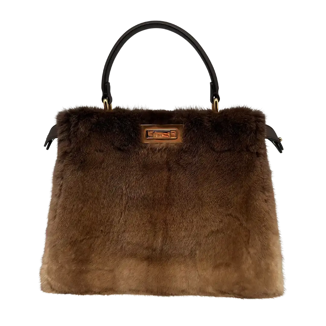 Fendi PEEKAPOO ISeeU Medium Visone Mink / ungetragen Fendi