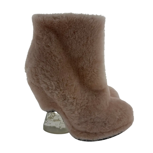 Fendi Shearling Ankle Boot Ice Heel rosa Größe 38 / usehr gut Fendi