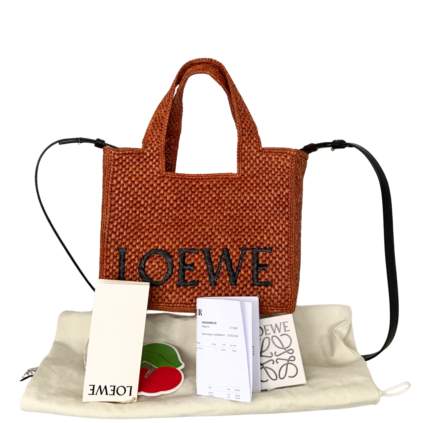 Loewe kleine Font Tote Bag aus Bast Braun / neuwertig Loewe