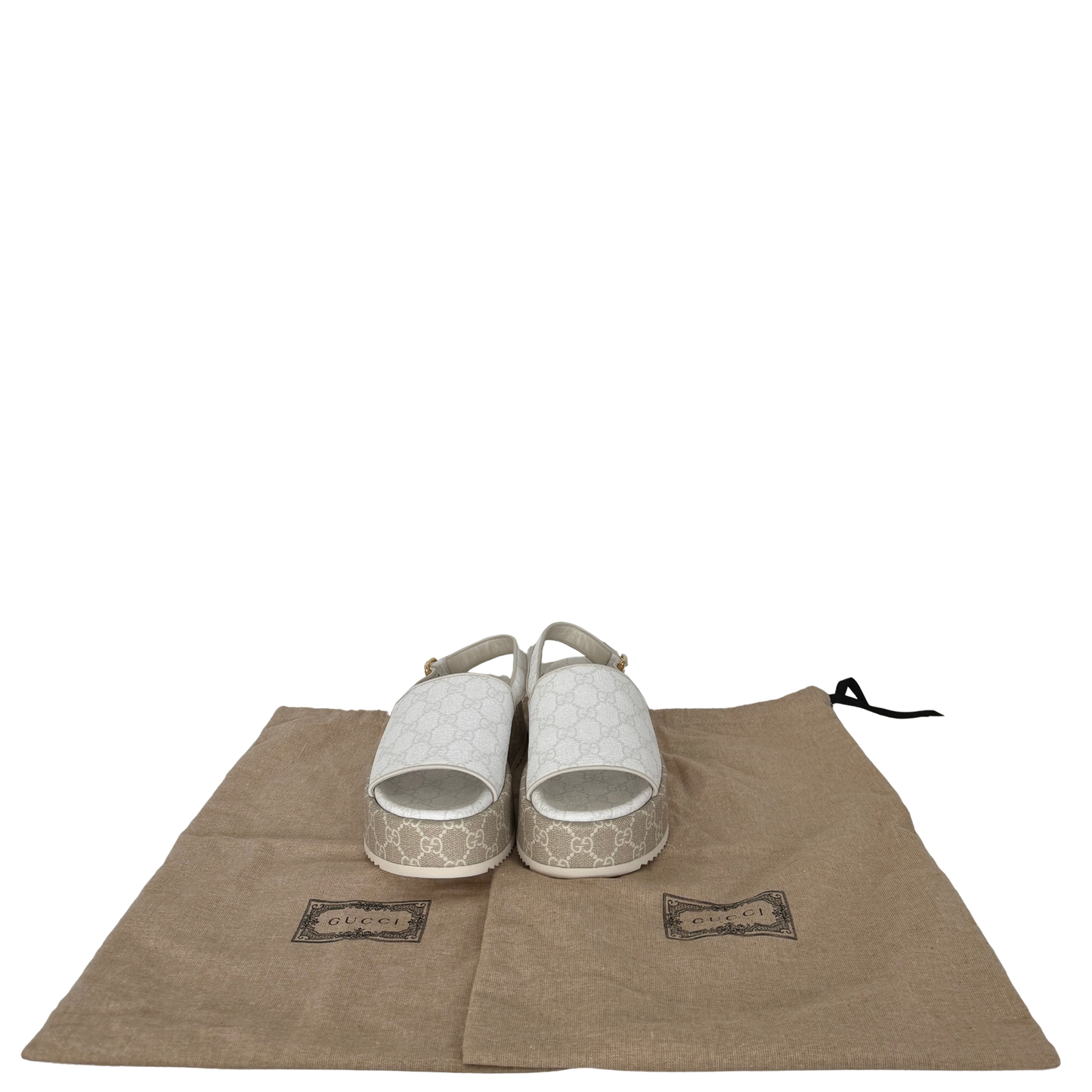 Gucci GG Plateau Sandalen Weiß, Beige Größe 38 1/2 / neuwertig Gucci